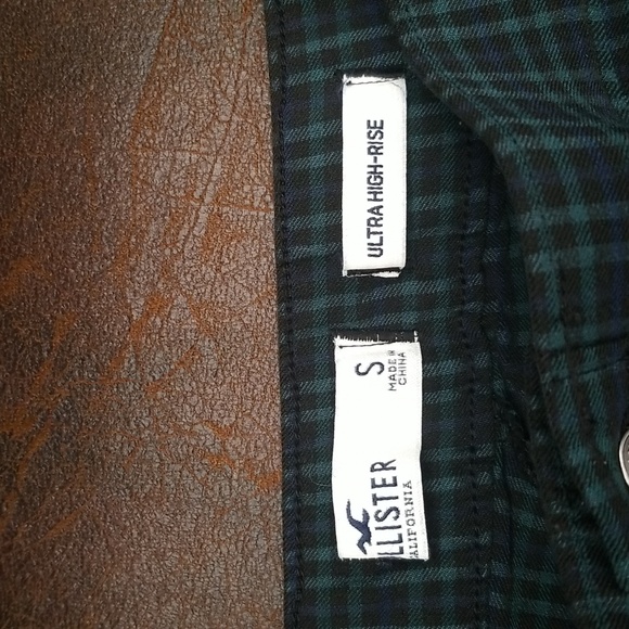 #T - Hollister Women Ultra High Rise Plaid Pants Blue Green Black Size S - Picture 2 of 8